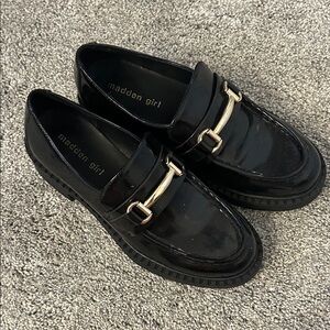 Black Loafers with Gold Accent